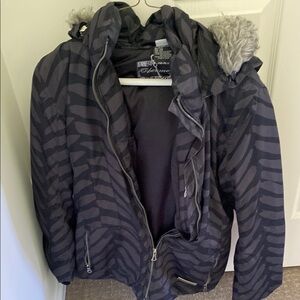 Obermeyer Black and Gray Jacket with Fur Trim